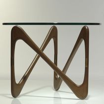 Contemporary side table / glass / round