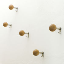 Contemporary coat hook / oak / brushed stainless...