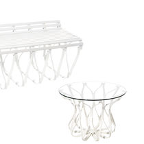 Contemporary coffee table / glass / metal...