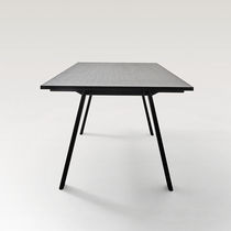 Contemporary table / oak / tempered glass...