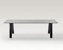 Contemporary table / oak / tempered glass...