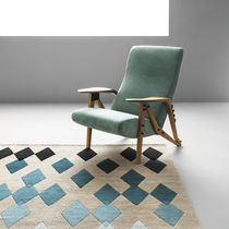 Contemporary armchair / fabric / leather...