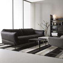 Contemporary sofa / fabric / leather / 3-seater