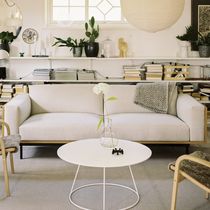 Contemporary sofa / leather / oak / ash