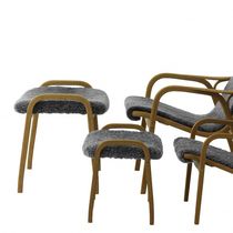 Contemporary stool / oak / beech / upholstered