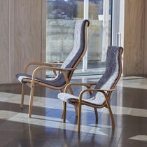 Contemporary armchair / fabric / beech /...
