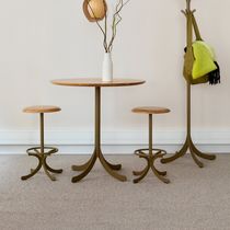 Traditional bar stool / leather / oak /...