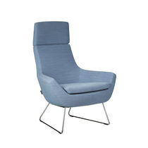 Contemporary armchair / fabric / with footrest...
