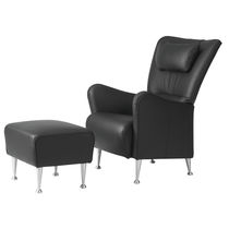 Contemporary armchair / leather / beech...