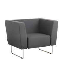 Contemporary armchair / fabric / sled base...