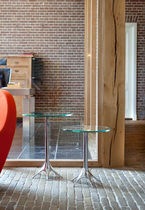 Contemporary side table / glass / tempered...