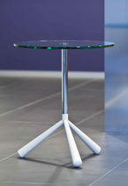 Contemporary side table / glass / tempered...
