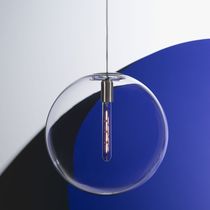 Pendant lamp / blown glass / opal / contemporary