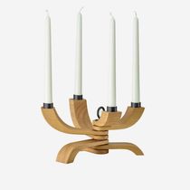 Stained wood candelabra / oak