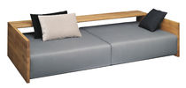 Contemporary sofa / leather / oak / solid...