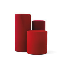 Contemporary stool / leather / cotton /...