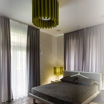 Contemporary ceiling light / round / fabric...