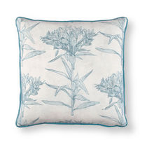 Square cushion / floral / linen / blue
