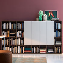 Contemporary bookcase / lacquered wood /...