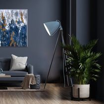 Floor-standing lamp / steel / oak / contemporary