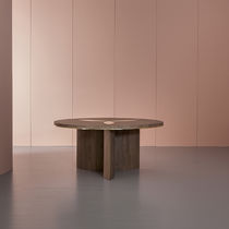 Contemporary table / oak / walnut / polished...