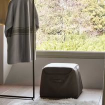 Contemporary pouf / fabric / leather / square