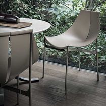 Contemporary chair / leather / chrome steel...