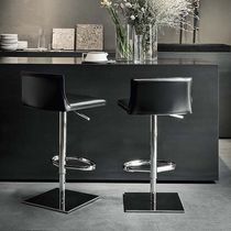 Contemporary bar chair / leather / chrome...