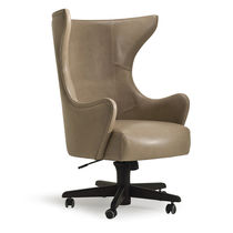 Traditional armchair / leather / metal /...