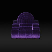 Contemporary armchair / velvet / violet...