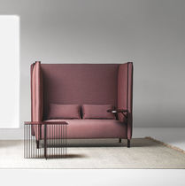 Contemporary visitor armchair / leather...