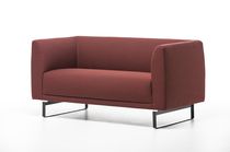 Compact sofa / contemporary / fabric / leather