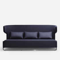 Contemporary sofa / fabric / leather / chromed...