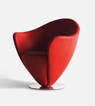 Contemporary visitor armchair / leather...