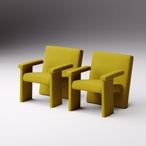 Contemporary armchair / fabric / beech /...