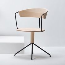 Contemporary chair / oak / ash / metal base