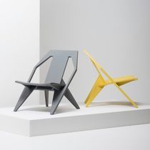 Contemporary armchair / ash / ash / red