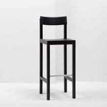 Contemporary bar chair / leather / oak /...