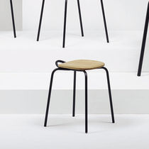 Contemporary stool / oak / ash / metal base