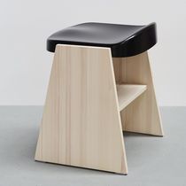 Contemporary stool / fabric / steel / pine...