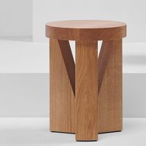 Contemporary stool / oak / pine / linoleum