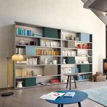 Contemporary bookcase / wood veneer / matte...