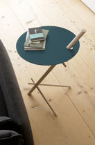 Contemporary side table / metal / round