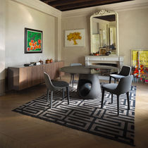 Contemporary rug / geometric / wool / silk