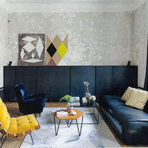 Contemporary rug / geometric / wool / silk
