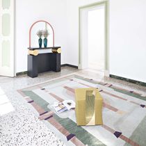 Contemporary rug / geometric / wool / silk