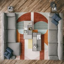 Contemporary rug / geometric / wool / rectangular
