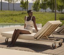 Contemporary sun lounger / fabric / wooden...