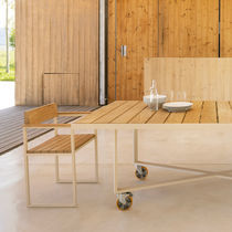 Contemporary chair / wooden / aluminum base...