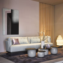 Contemporary sofa / fabric / leather / 3-seater
